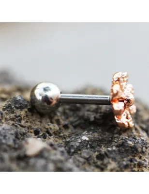 Piercing cartilage hélix plaqué or rose marguerite
