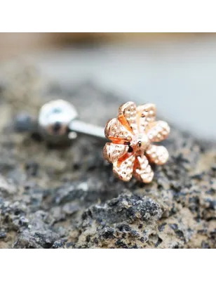 Piercing cartilage hélix plaqué or rose marguerite