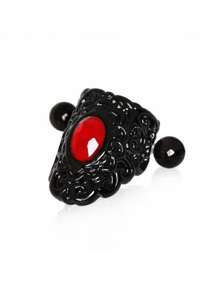 Piercing cartilage hélix manchette gothique gemme rouge