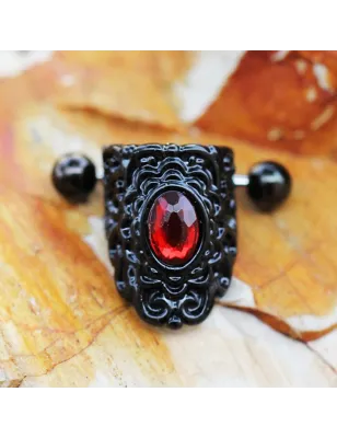 Piercing cartilage hélix manchette gothique gemme rouge