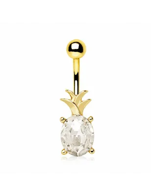 Piercing nombril ananas pierre blanche