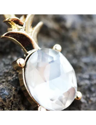 Piercing nombril ananas pierre blanche