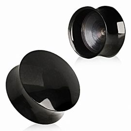 Piercing plug oreille acier noir convexe