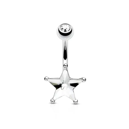 Piercing nombril cristal étoile blanche