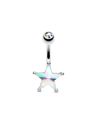 Piercing nombril cristal étoile aurore boréale