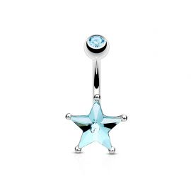 Piercing nombril cristal étoile turquoise