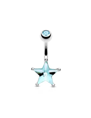 Piercing nombril cristal étoile turquoise