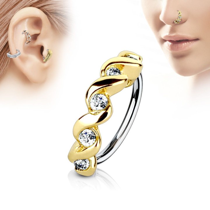 Piercing nez anneau twist pavé de strass