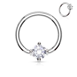 Piercing anneau captif pierre ronde violette