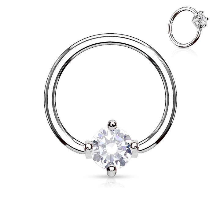 Piercing anneau captif pierre ronde violette