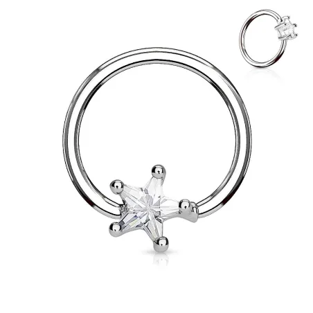 Piercing anneau captif pierre étoile blanche