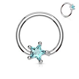 Piercing anneau captif pierre étoile turquoise