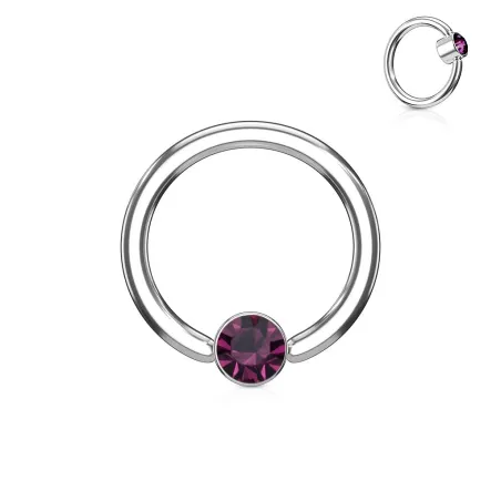 Piercing anneau captif cristal violet