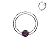 Piercing anneau captif cristal violet