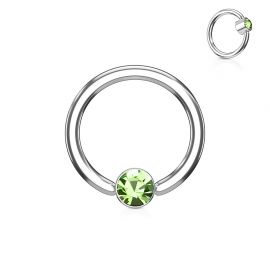 Piercing oreille anneau captif cristal vert