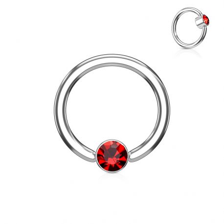 Piercing anneau captif cristal rouge