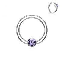 Piercing anneau captif cristal tanzanite