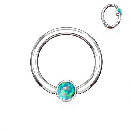 Piercing anneau captif opale verte
