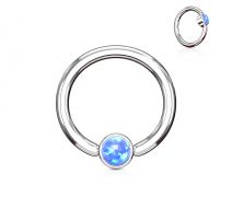 Piercing anneau captif opale bleue