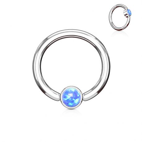 Piercing anneau captif opale bleue