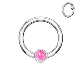 Piercing anneau captif opale blanche
