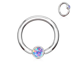 Piercing anneau captif opale violet