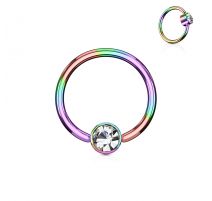 Piercing anneau captif cristal blanc acier or rose