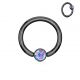 Piercing anneau captif acier noir opale violet