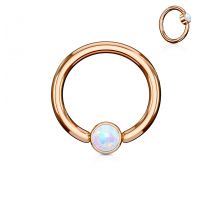 Piercing anneau captif acier rosé opale bleu