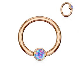 Piercing anneau captif acier rosé opale violet