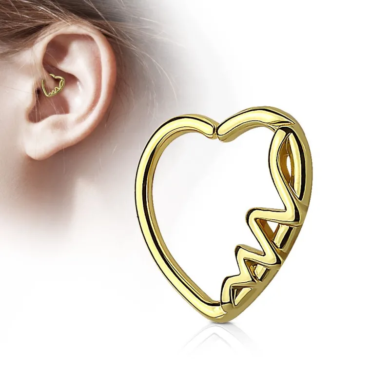 Piercing cartilage daith coeur doré heartbeat