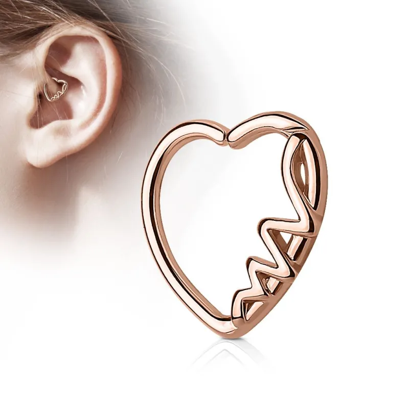 Piercing cartilage daith coeur or rose heartbeat