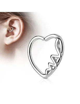 Piercing cartilage daith coeur argenté heartbeat