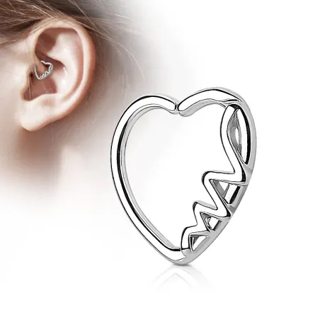 Piercing cartilage daith coeur argenté heartbeat