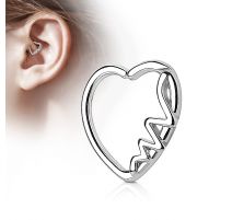 Piercing cartilage daith coeur argenté heartbeat