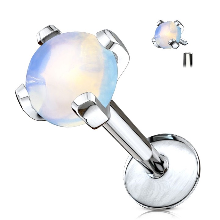 Piercing labret pierre semi précieuse jade verte