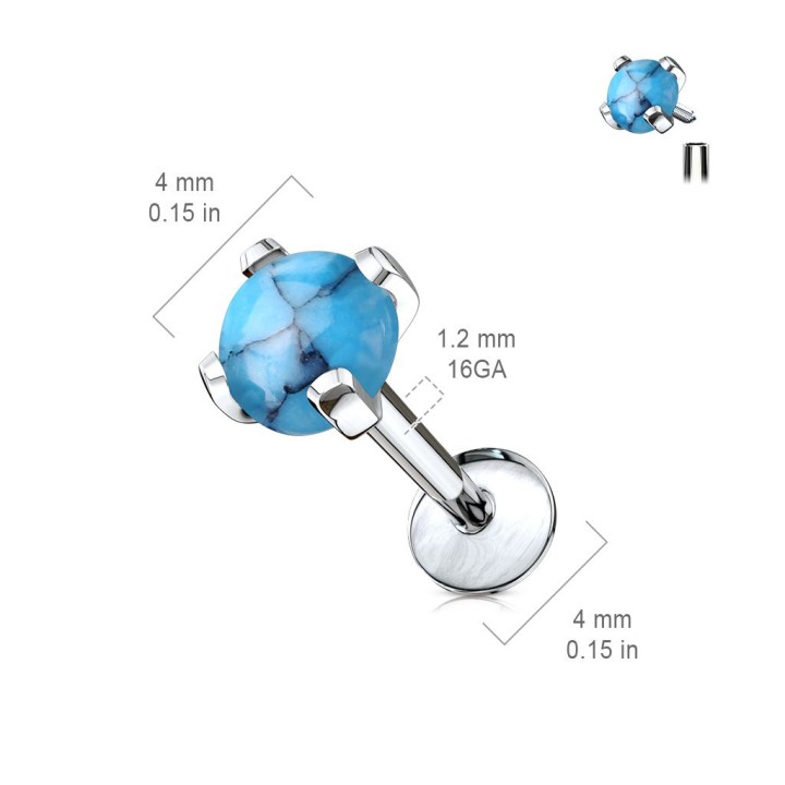 Piercing labret pierre semi précieuse opalite