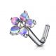 Piercing nez tige en L fleur 5 opales violettes