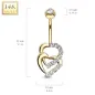 Piercing nombril Or jaune 14 carats coeurs entrelacés