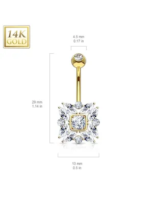 Piercing nombril Or 14 carats marquise