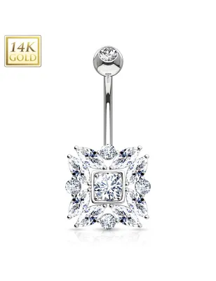 Piercing nombril Or blanc 14 carats marquise