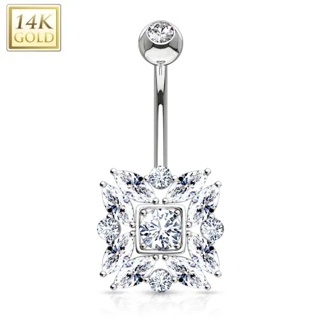Piercing nombril Or blanc 14 carats marquise