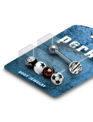 Pack Piercing Langue Boule Acrylique Logos - Bijou Piercing Langue