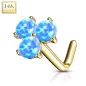 Piercing nez Or jaune 14 carats trois opales bleues