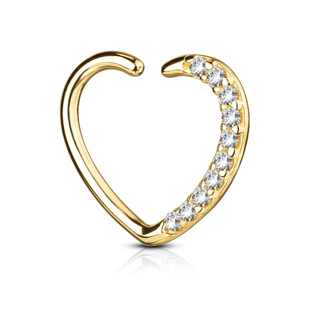 Piercing Oreja Cartílago De Daith Corazón Hileras de Oro Amarillo 14 Quilates - Imagen 3 de 3