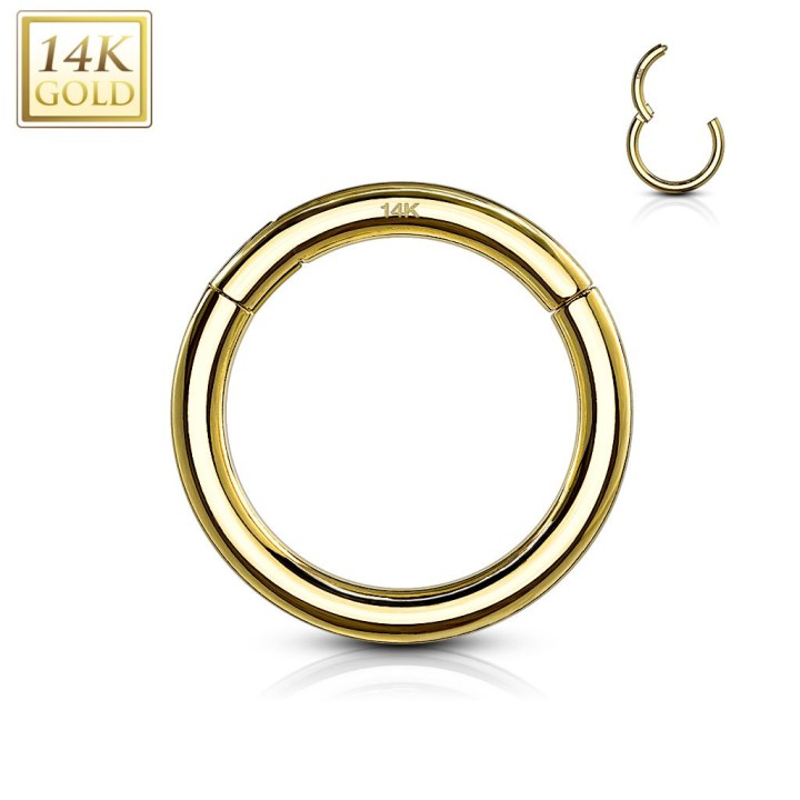 Piercing anneau segment clips en or jaune 14 carats
