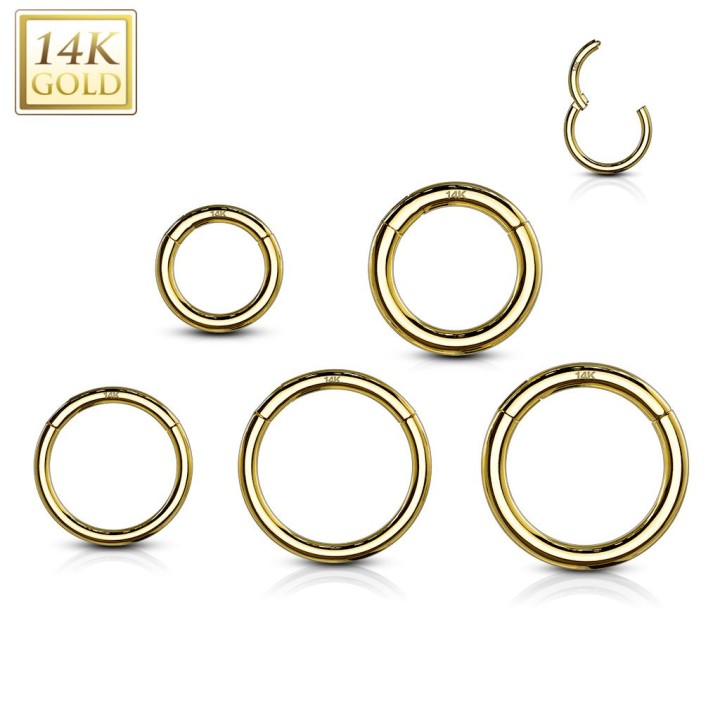 Piercing anneau segment clips en or jaune 14 carats