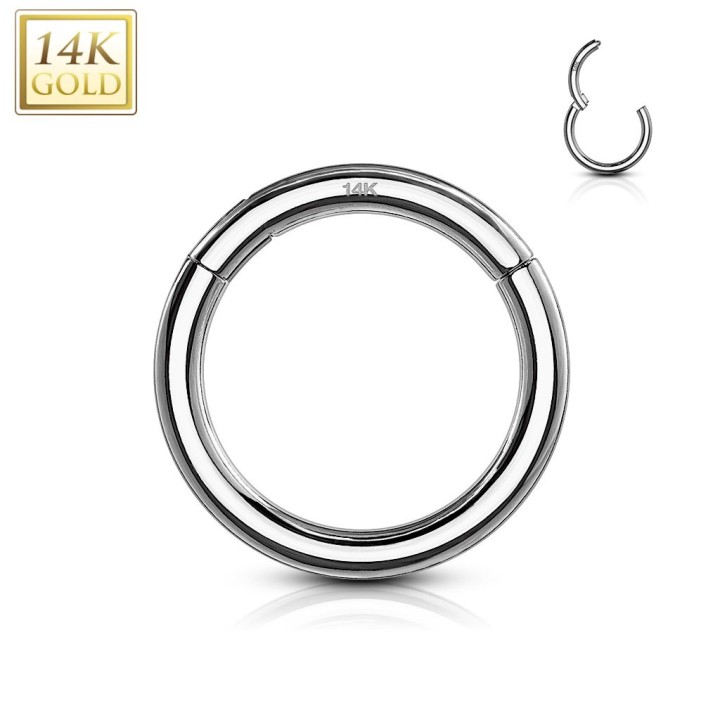 Piercing anneau segment clips en or blanc 14 carats