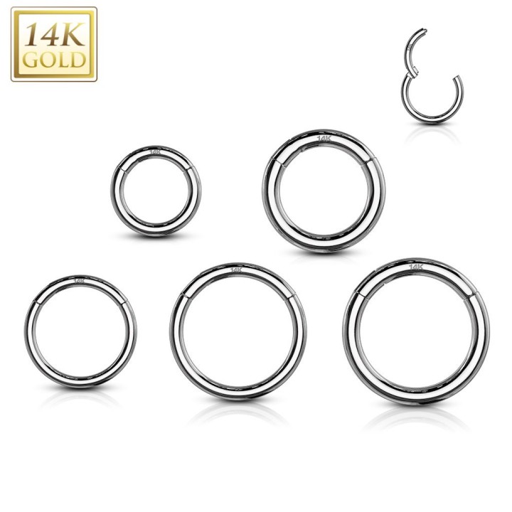 Piercing anneau segment clips en or blanc 14 carats