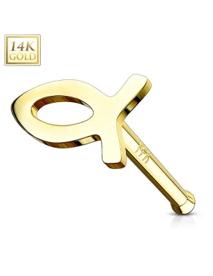 Piercing nez Or jaune 14 carats poisson ichtys